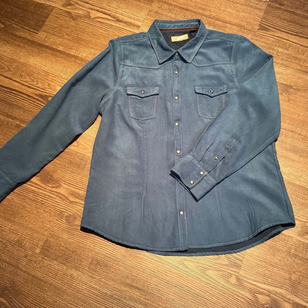 Legacy Falls For Her Microsuede Western Shirt XL Teal Pearl Snap Cowgirl